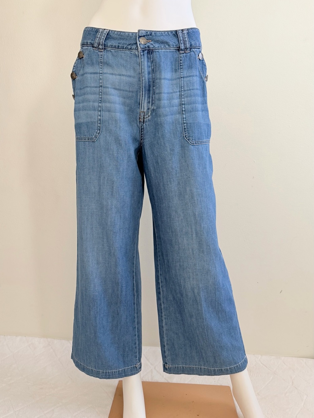 Nautica Light Blue Wide-Leg Crop Jeans